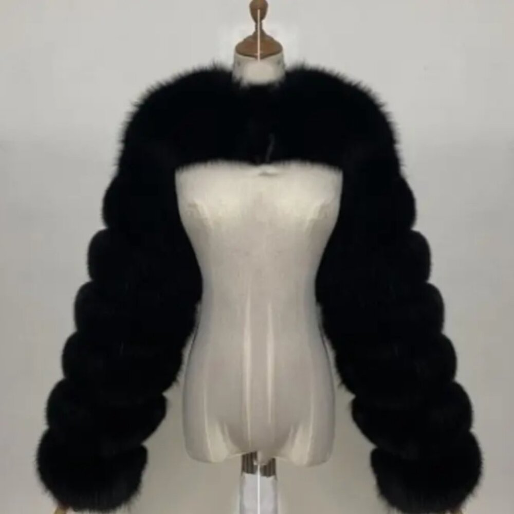 Faux fur sleeve jacket